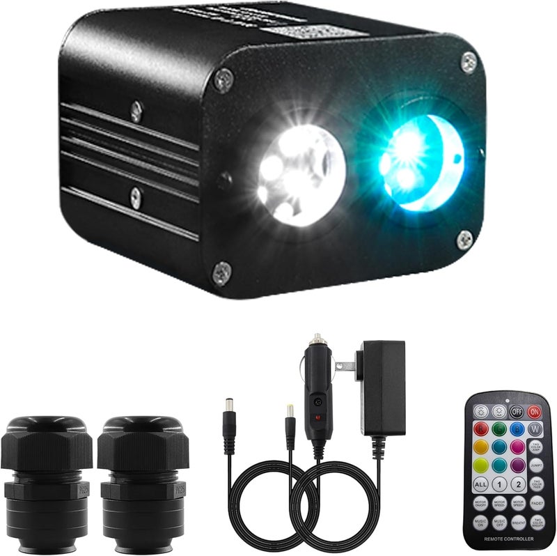 ATOKEE Store 20W Dual Color Dual Head Fiber Optic Light Box for Starlight Headliner, Twinkle Effect & Music Mode, Bluetooth App/RF Remote Control, Car Plug & Power Adapter, PG Connector & 3 Drill Bits - Image 1